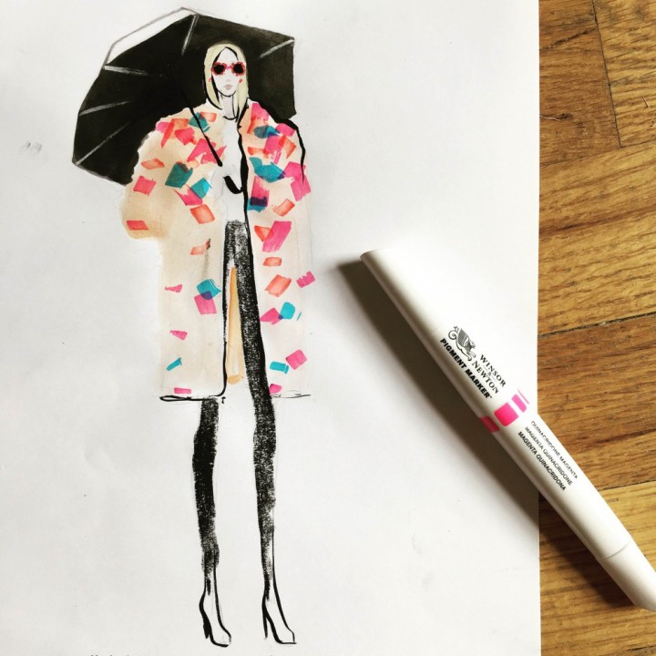 Fashion illustration with Promarkers: mini dress 